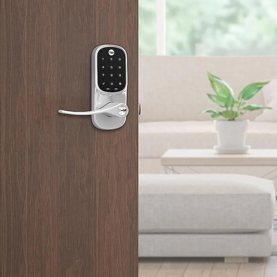 Yale - Assure Lock - Smart Lock Wi-Fi Lever with Touchscreen Keypad | Key Access - Satin Nickel