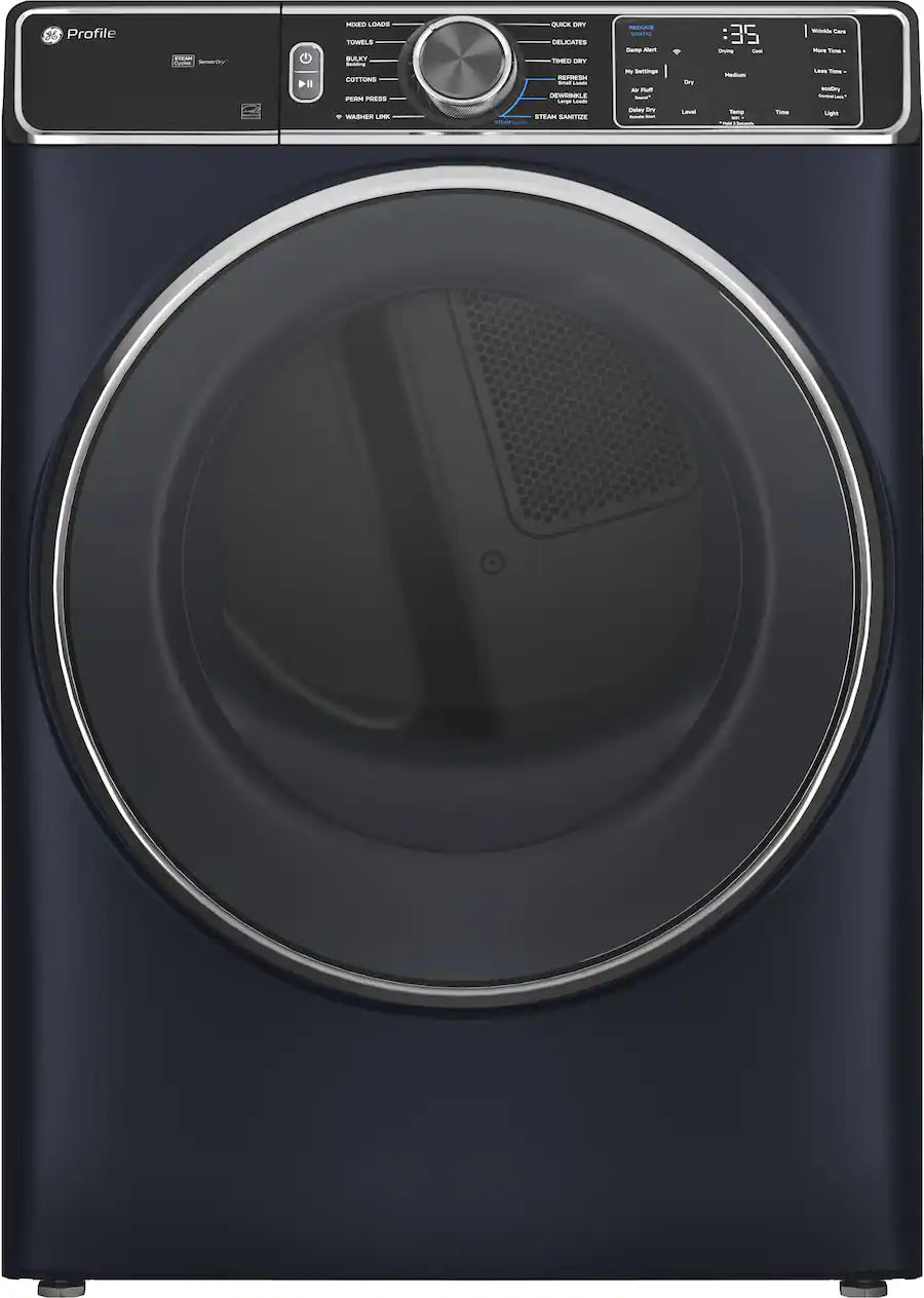 GE Profile - 7.8 Cu. Ft. Stackable Smart Electric Dryer with Steam and Sanitize Cycle - Sapphire Blue