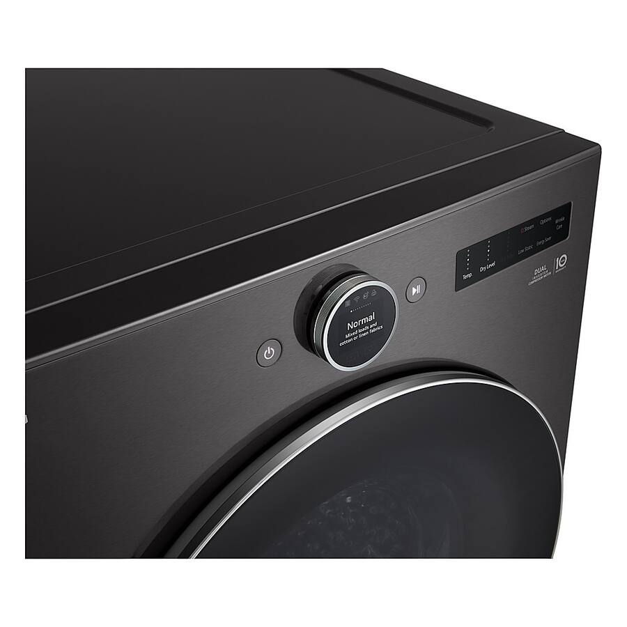 LG - 7.8 Cu. Ft. Stackable Smart Electric Dryer with Ventless Heat Pump Technology - Black Steel