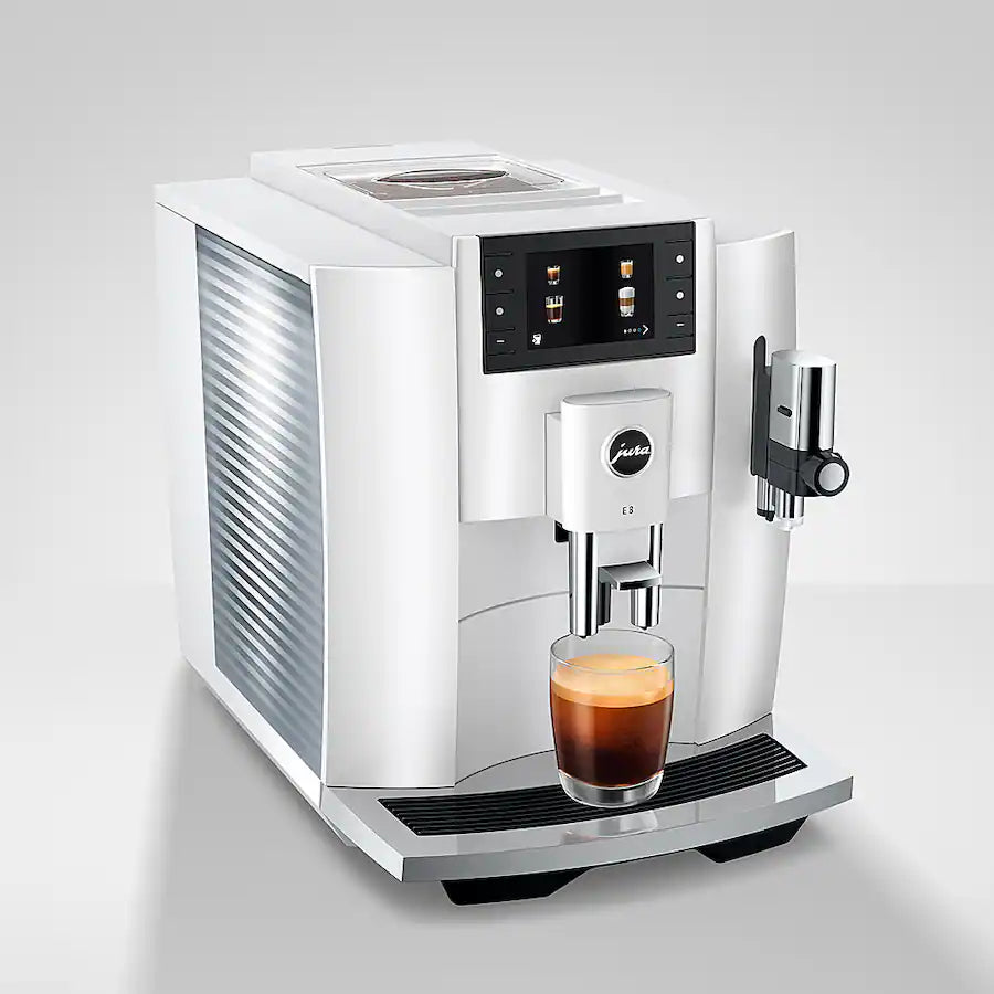 JURA - E8 Single Serve Automatic Espresso and Coffee Machine with 15 Bars of Pressure - White