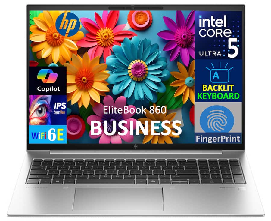 HP - Upgraded - EliteBook 860 Laptop 16.0 WUXGA (Intel Ultra 5-135U, 16GB DDR5, Win 11 Pro) w/Backpack , Office 365 - Pike Silver
