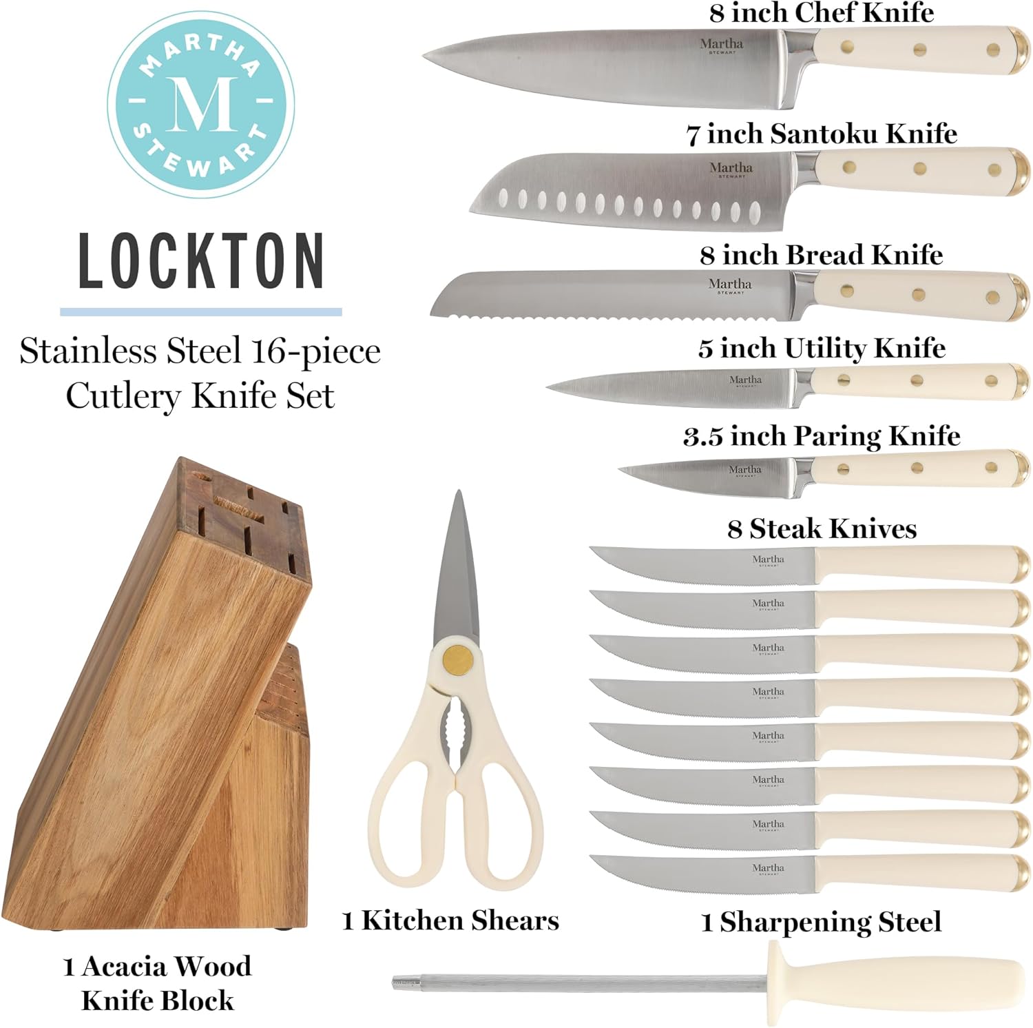 Martha Stewart Knife Block Set 16-Piece