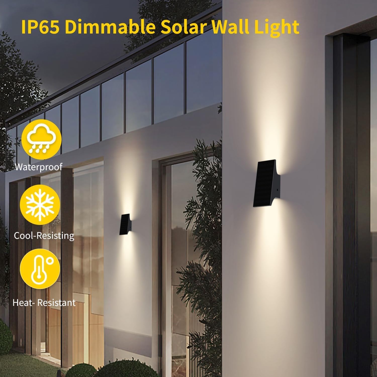 Solar Sconce Lights Outdoor, Dimmable Solar Wall Lights Up and Down, 3000K 700LM Solars Lights Outdoor IP65