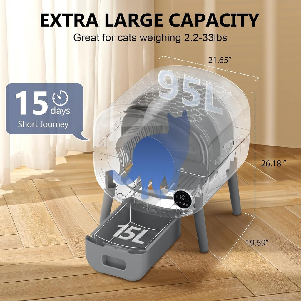 Cumrige Self Cleaning Litter Box, Large Capacity Automatic Cat Litter Box Self Cleaning