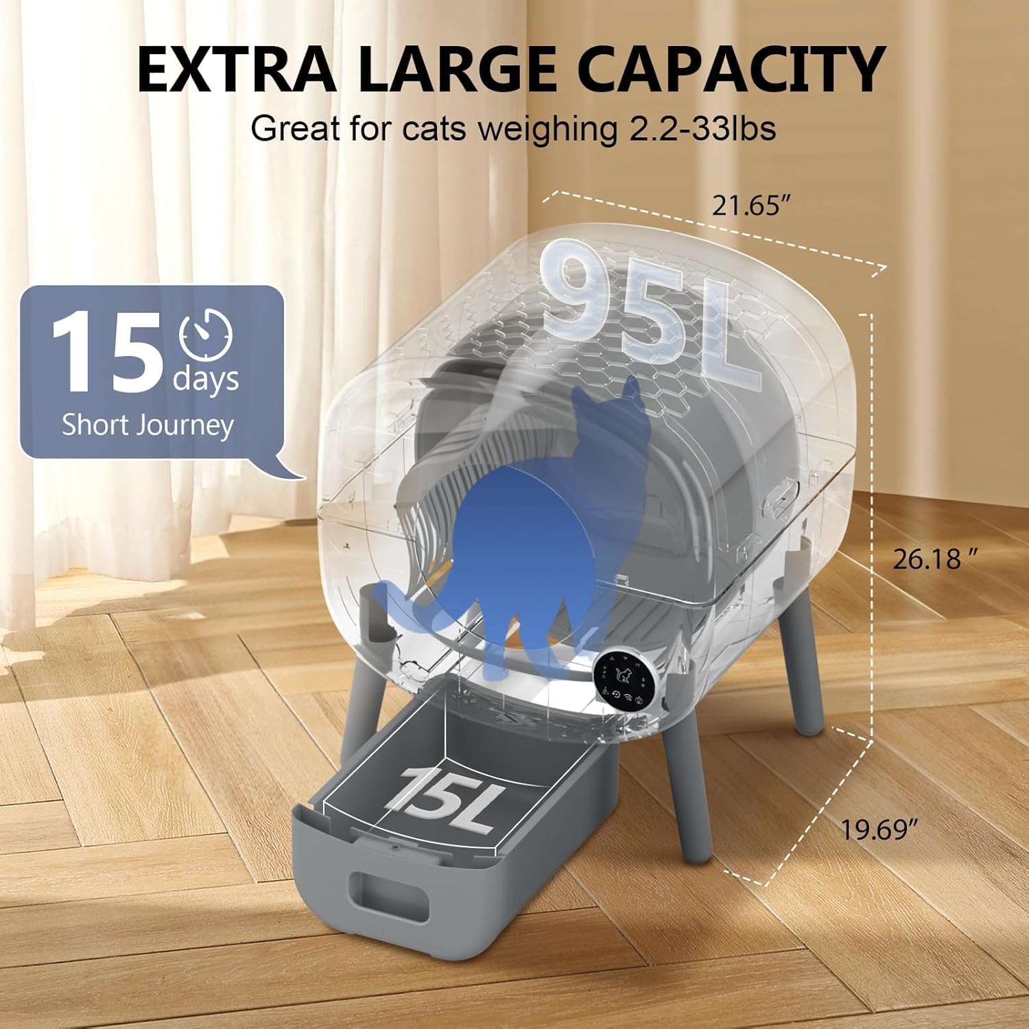 Cumrige Self Cleaning Litter Box, Large Capacity Automatic Cat Litter Box Self Cleaning
