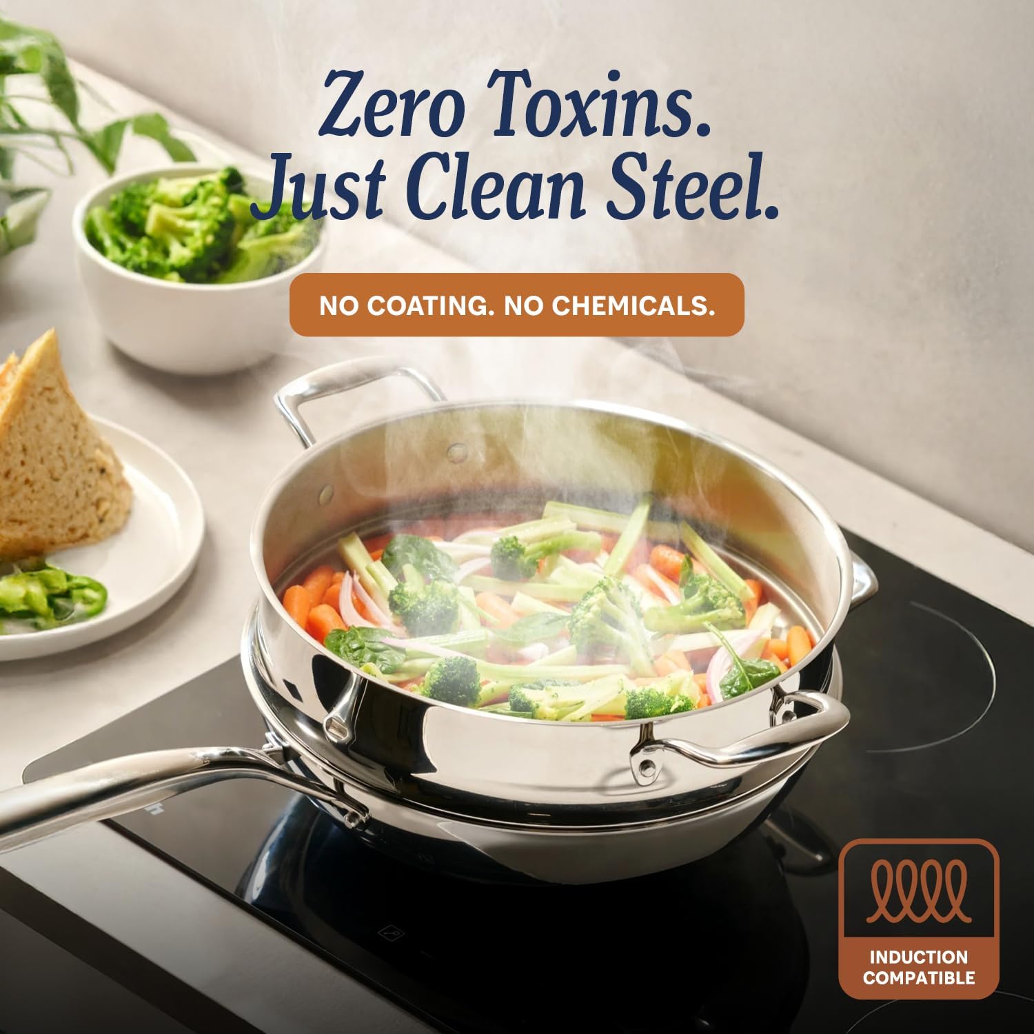 LEGEND COOKWARE 5-Ply Stainless Steel Cookware Set, 14-Piece Pots and Pans Set