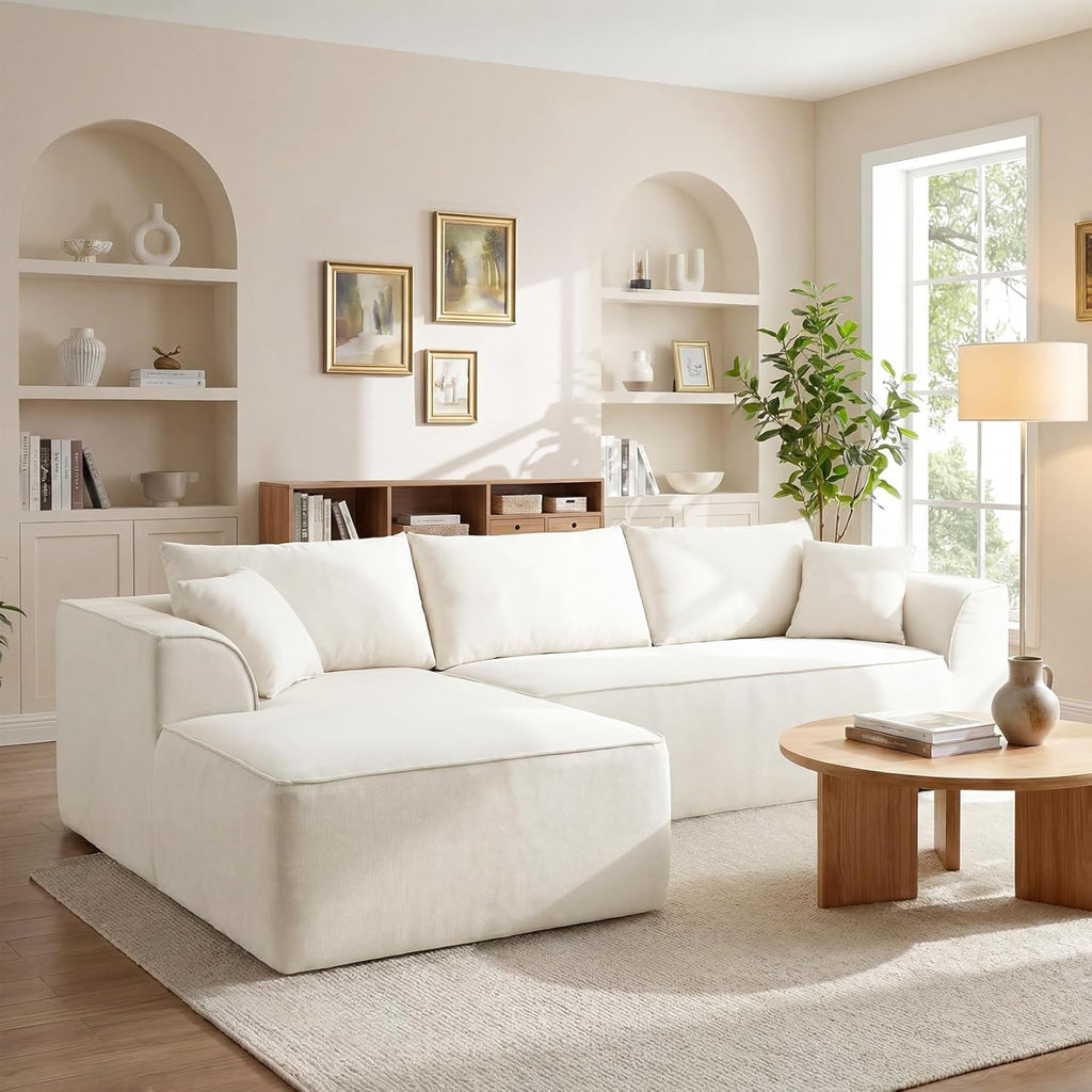 Vesgantti 106" Cloud Couch Sectional Modular Sofa, Deep Seat Comfy Cloud Couch Chenille Memory Foam Sofa