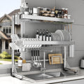 Over The Sink Dish Drainer Drying Rack 3 Tier, Full Stainless Steel Dish Drying Rack Adjustable Length 20.9''-37.4'', Kitchen Sink Shelf