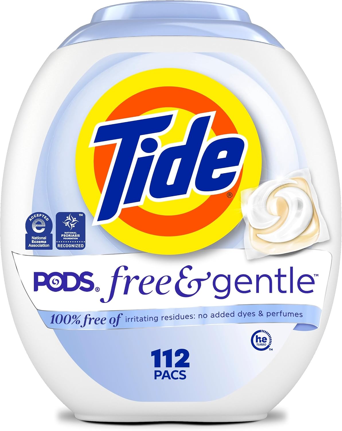 Tide PODS Free & Gentle Laundry Detergent Soap Pacs, 112 Count, Tide PODS Laundry Detergent