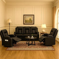 LUCKLIFE Leather Recliner Sofa Set with Manual Recliners,Living Room Furniture Set with Reclining Couch