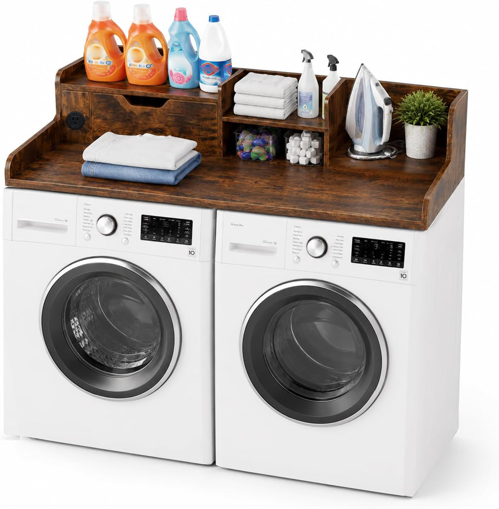 Washer and Dryer Countertop with Power Outlet & Storage Drawer