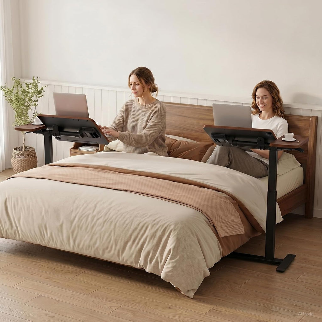 GTPLAYER Pneumatic Adjustable Standing Desk, 28 Inch Tiltable Mobile Rolling Laptop Table with Wheels