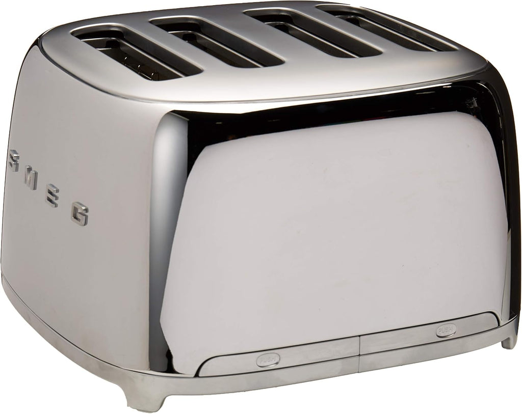 SMEG 4 Slice Toaster TSF03, Retro Stainless-Steel Toaster with Wide Slots for Bagels, 6 Browning Levels