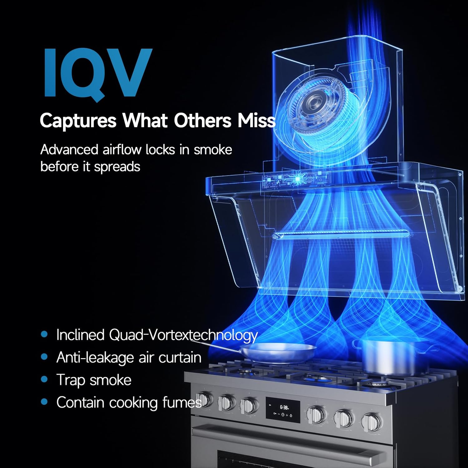 P1 Range Hood 36 Inch, Wall Mount Smart Kitchen Vent Hood with IQV Smoke Capture