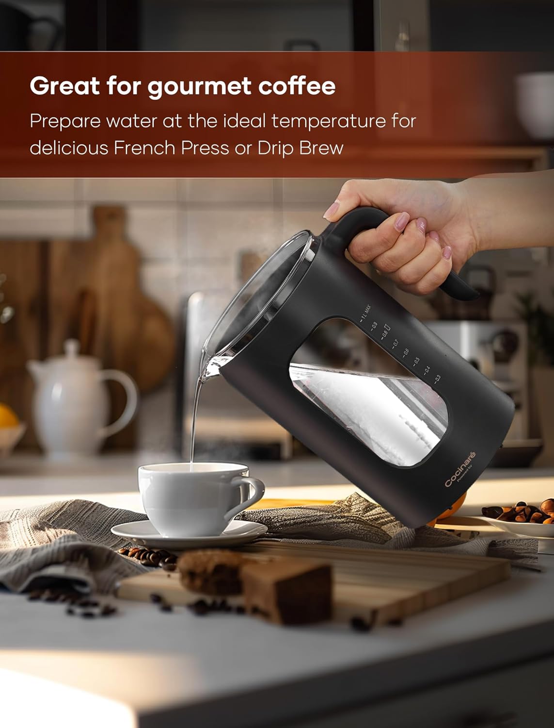 Electric Tea Kettle, INTASTING Glass Electric Kettle with tea Infuser and Precise knob