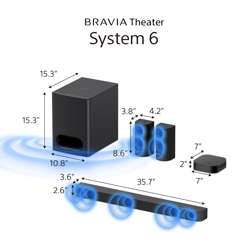 Sony BRAVIA Theater System 6, 5.1ch Home Theater System soundbar with subwoofer and Rear Speakers