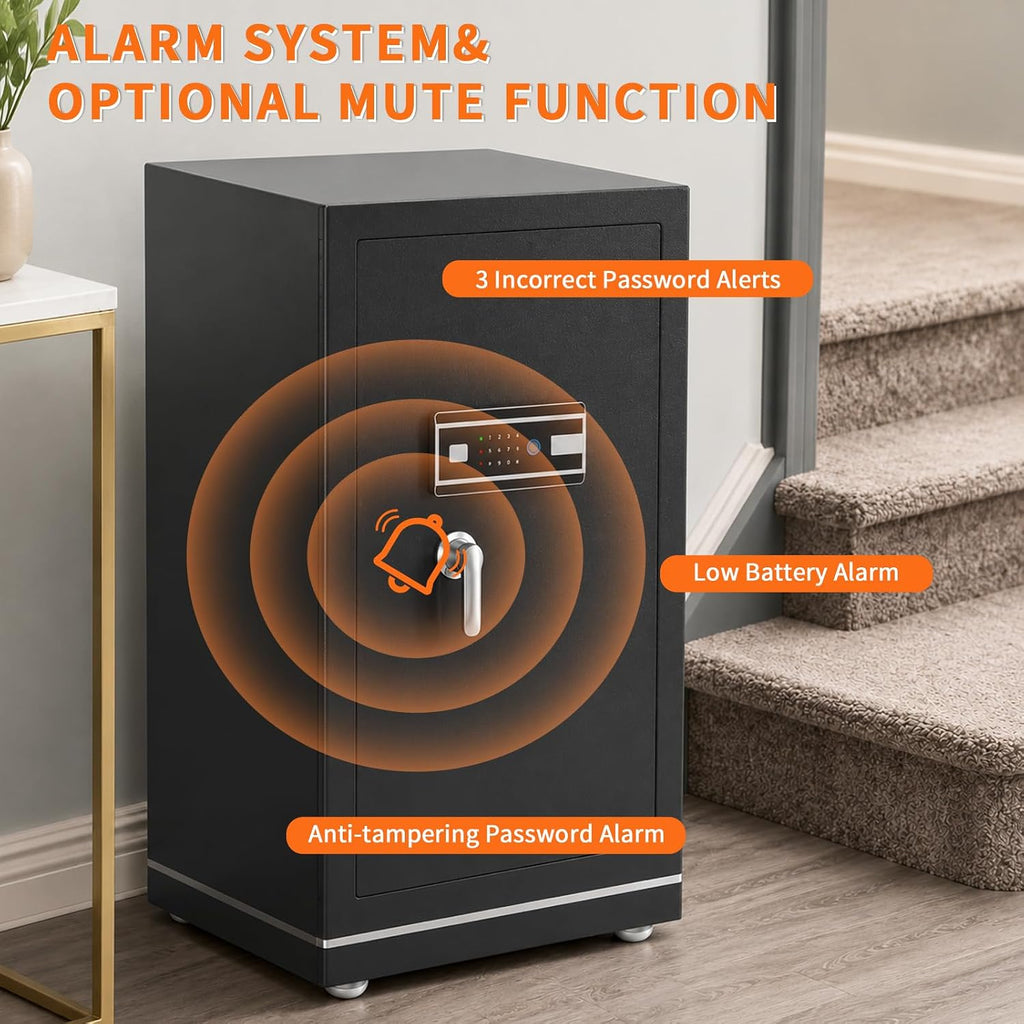 FABAO Wifi Smart Safe,8.1Cu Ft Home Safes with Fireproof Waterproof Bag,Removable Shelf,Fingerprint Safes,Built-In