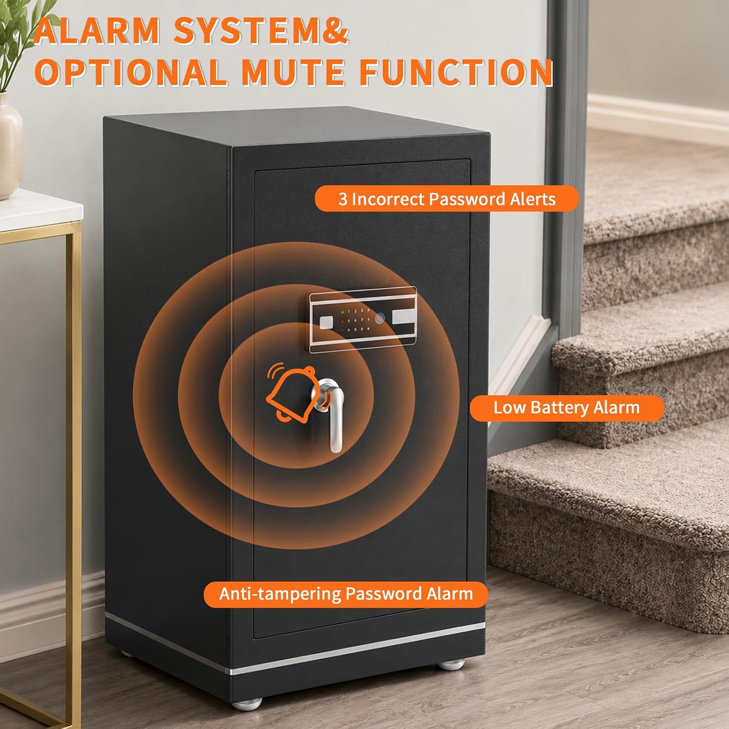 FABAO Wifi Smart Safe,8.1Cu Ft Home Safes with Fireproof Waterproof Bag,Removable Shelf,Fingerprint Safes,Built-In