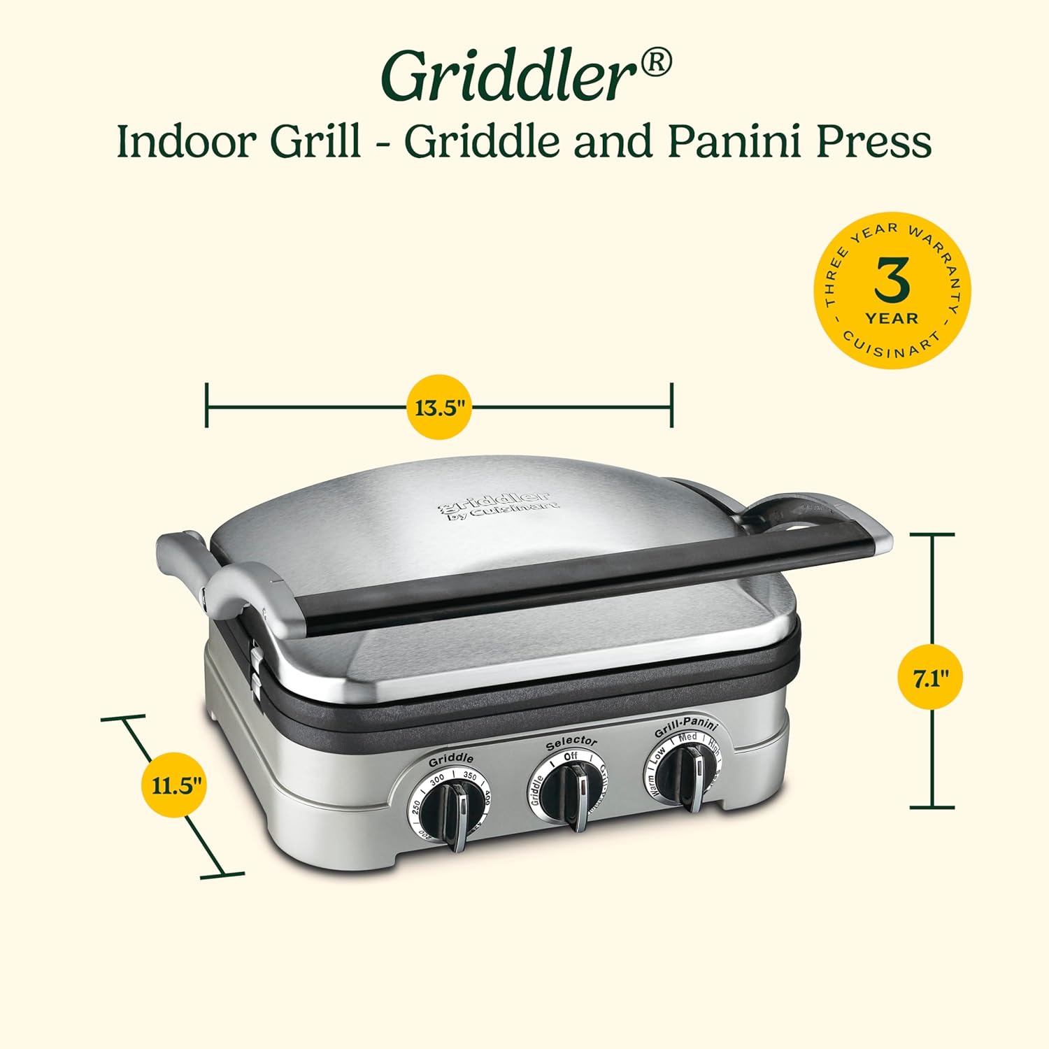 Cuisinart Griddler Indoor Grill, Panini Press, Sandwich Maker & More, 5-in-1