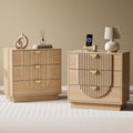 3 Drawer Nightstand with Charging Station,28" Fluted Night Stand & Modern Bedside Table
