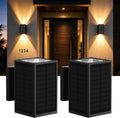 Upgraded Solar Wall Lights Outdoor 2 Pack, 3-Sided Solar Panels Wall Sconce