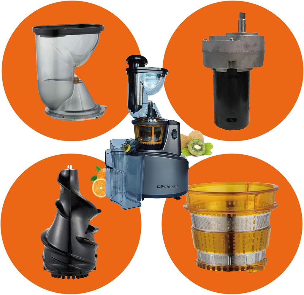 EMB Ironblade IBLJU20 Cold Press Slow Juicer, High-Yield Extraction, Quiet 55dB Operation, 75mm Wide Chute