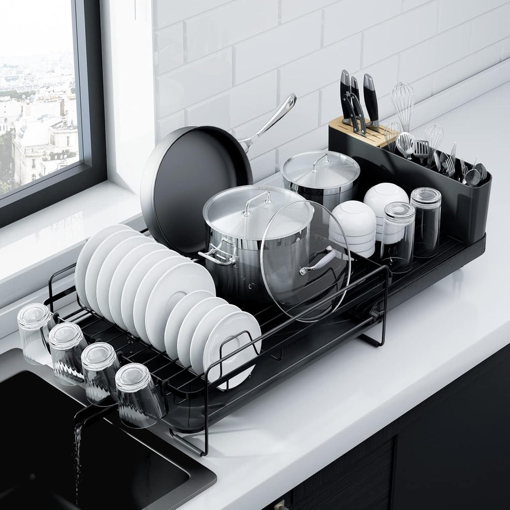 Kitsure Large Dish Drying Rack - Extendable Dish Rack, Multifunctional Dish Rack for Kitchen Counter