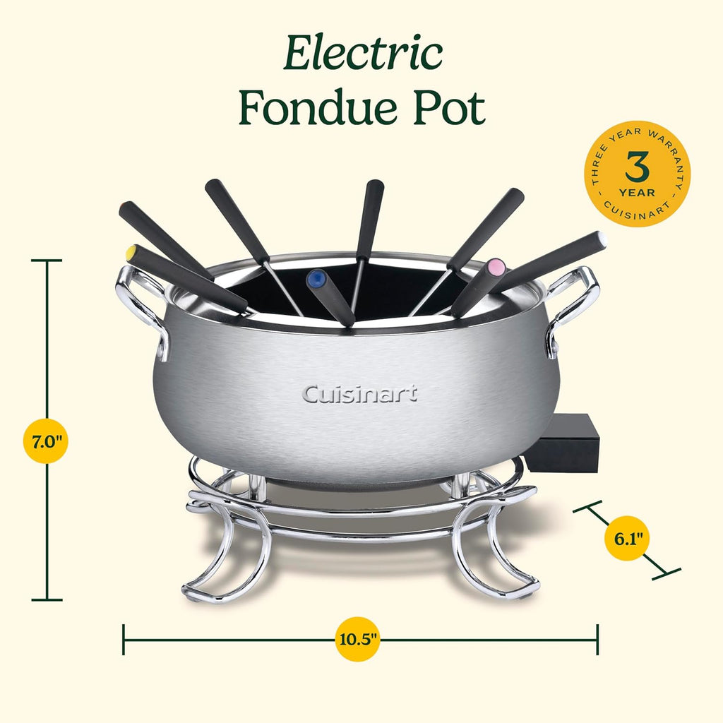 Cuisinart Fondue Pot Set, 3-Quart Stainless Steel Electric