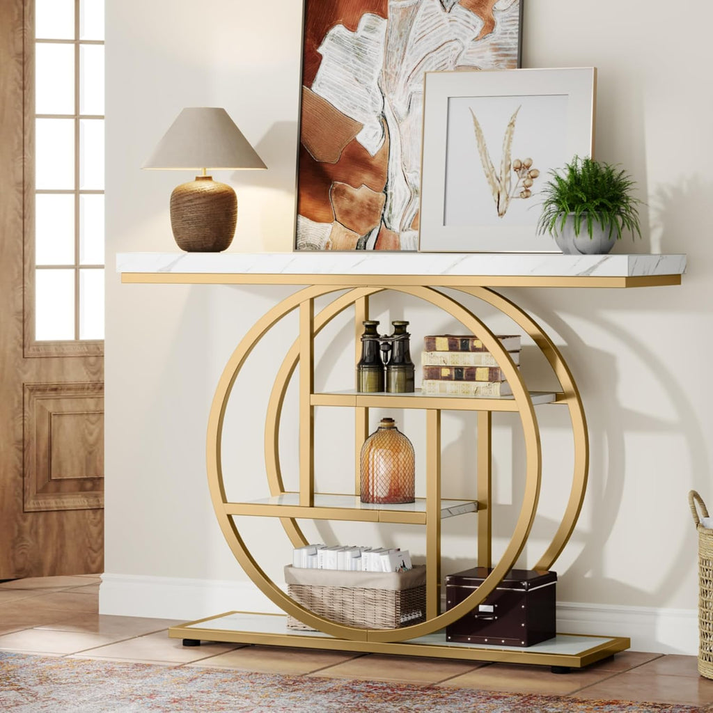 Tribesigns 41.3" Console Table, Industrial 4-Tier Sofa Entryway Table