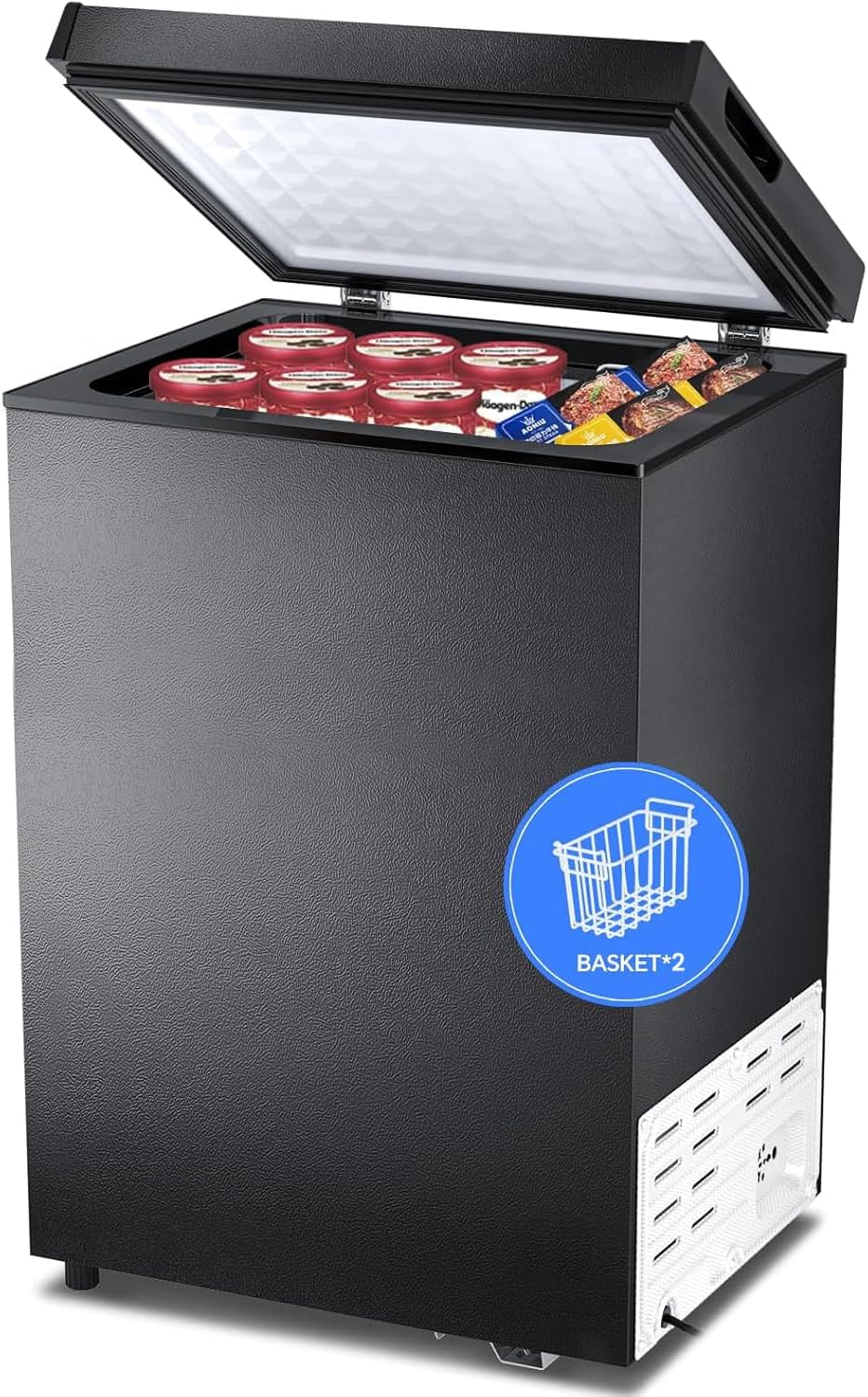 Kismile 3.2 Cubic Feet Chest Freezer with 2 Removable Basket