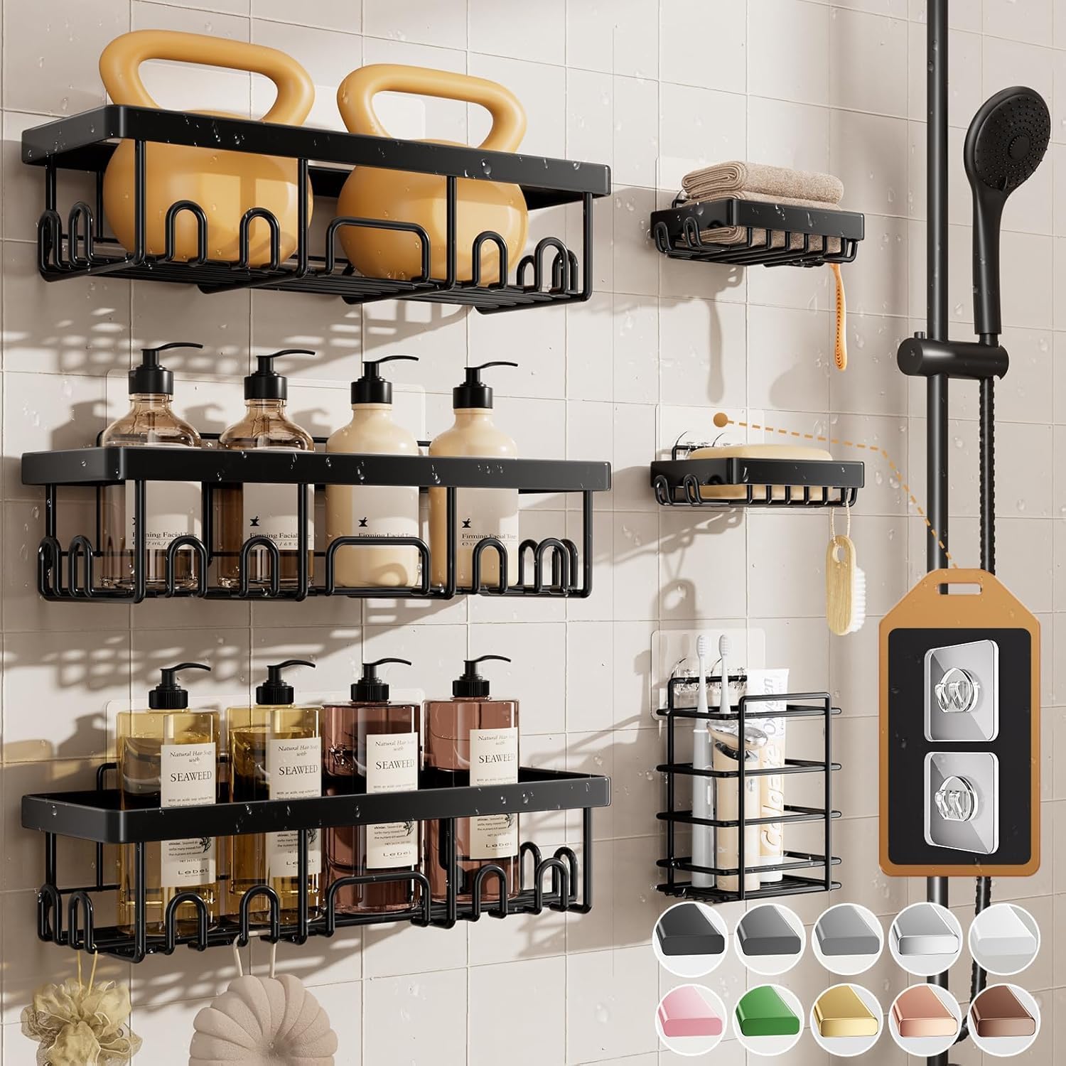 Veken Shower Caddy 6-Pack, Advanced Rustproof Design