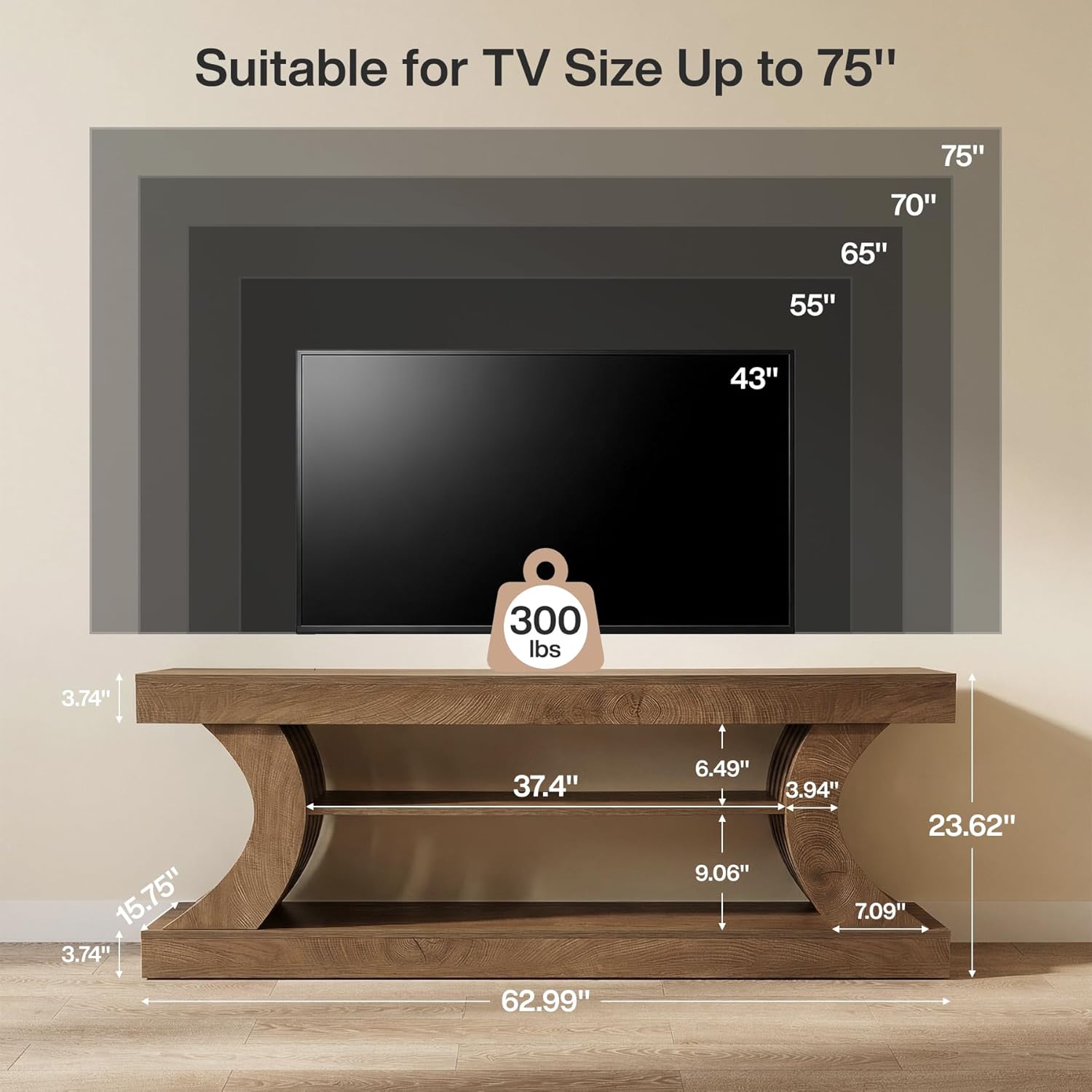 Tribesigns 63-Inch Farmhouse Entryway Console Table with Storage