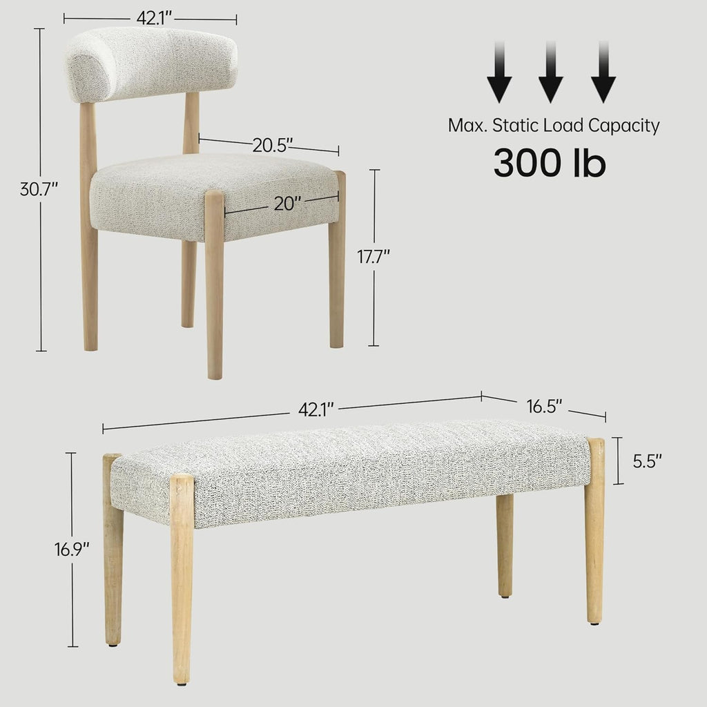 VKNOW Upholstered Dining Room Set for 6, Mid-Century Modern Dining Chairs Set of 4 and Dining