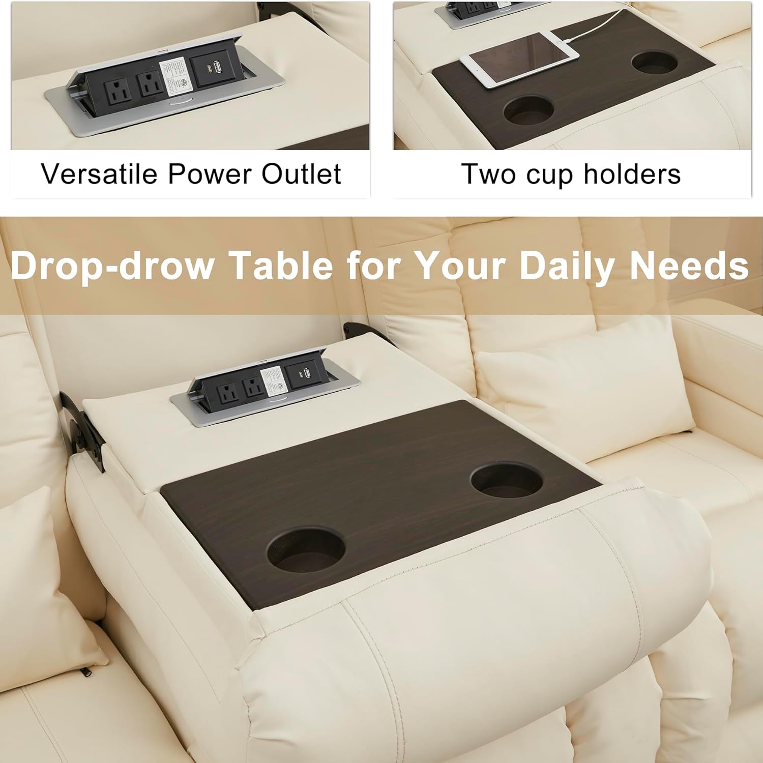 URRED Power Recliner Sofa with Massage and Heat, 3 Seater Dual