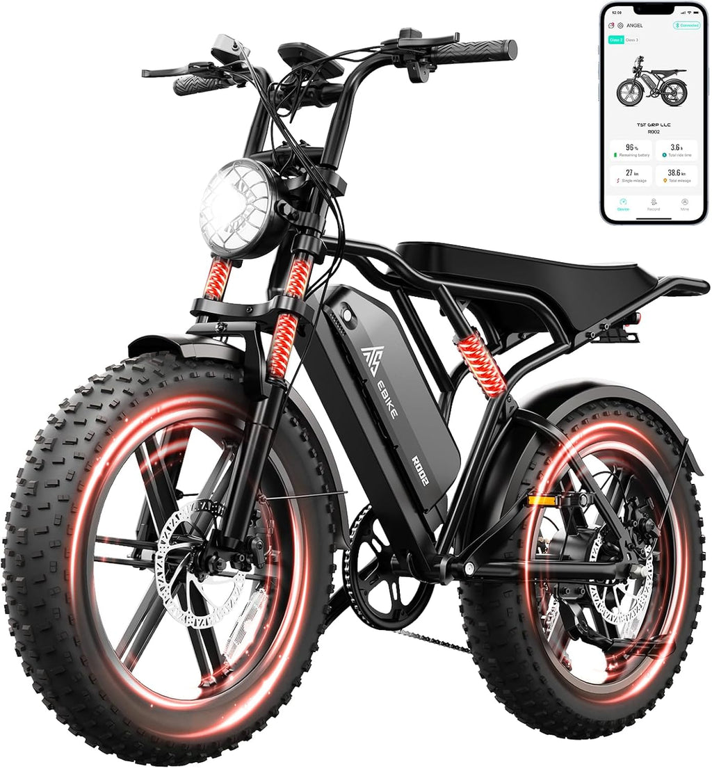 TST Electric Bike for Adults 1500W Peak 20" Fat Tire All-Terrain E-Bike 60 Miles Electric Dirt Bike