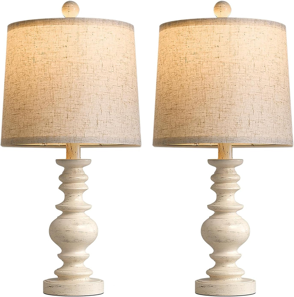 BOBOMOMO Tradition 20.5" Rustic Table Lamp Set of 2 for Living Room Farmhouse Bedside Desk Lamps