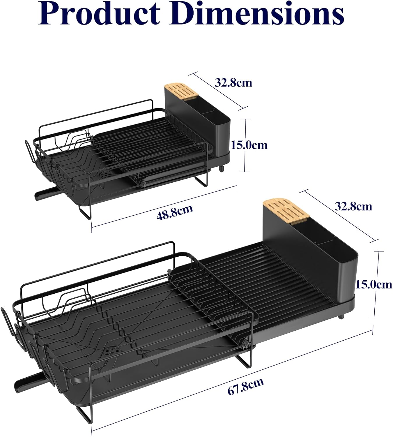 Kitsure Large Dish Drying Rack - Extendable Dish Rack, Multifunctional Dish Rack for Kitchen Counter