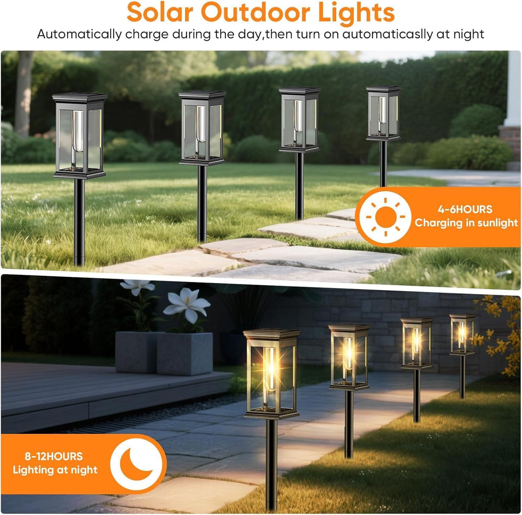 Solar Pathway Lights Outdoor Waterproof – 8 Pack Bright Solar Powered Garden Lights with Auto On/Off