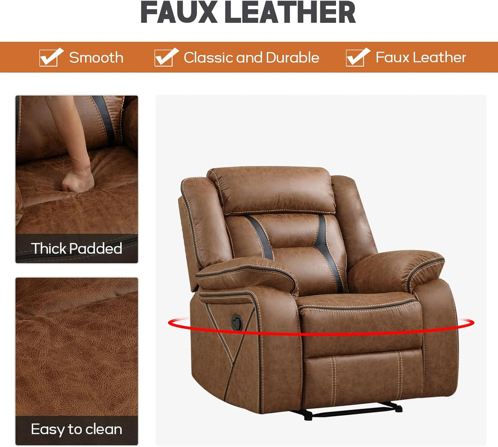 Faux Leather Recliner Sofa Furniture Set for Living Room