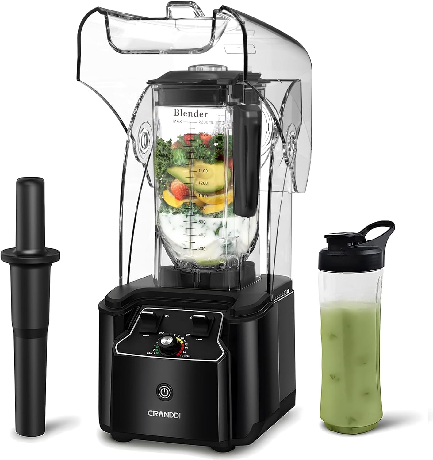Commercial Blender, 2200W,80oz blender 15-speeds Control, K90 Black