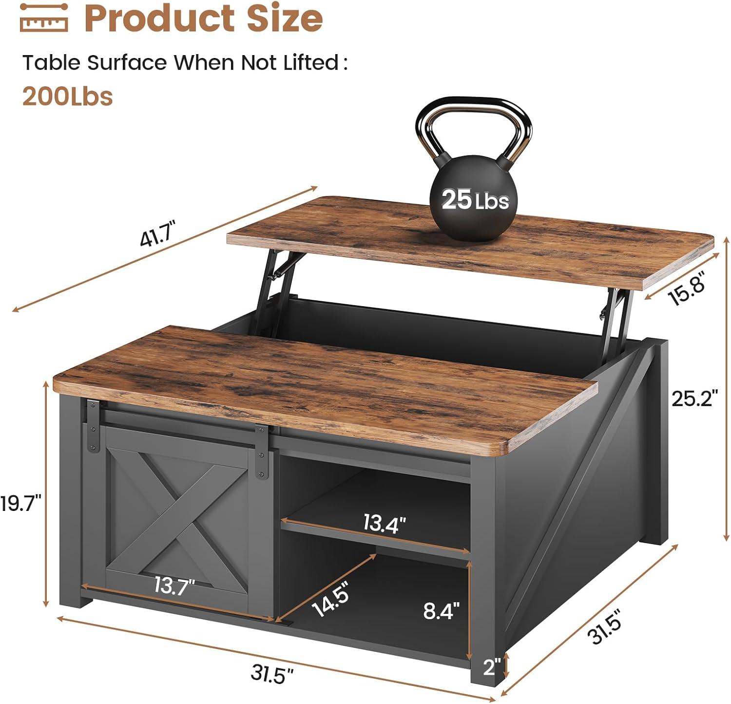 SEDETA 31.5" Lift Top Coffee Table
