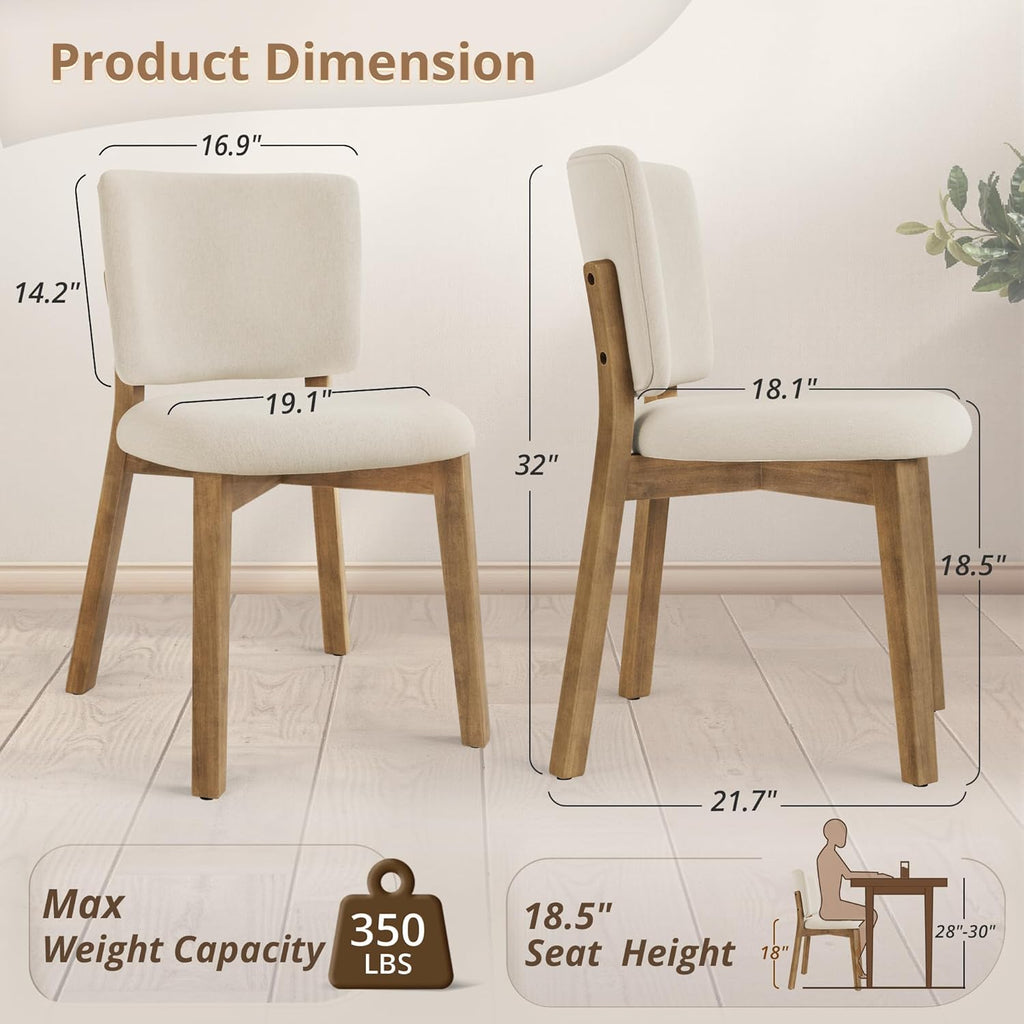 LUE BONA Wooden Dining Chairs Set of 4, Comfortable Wide Back Kitchen Side Chairs