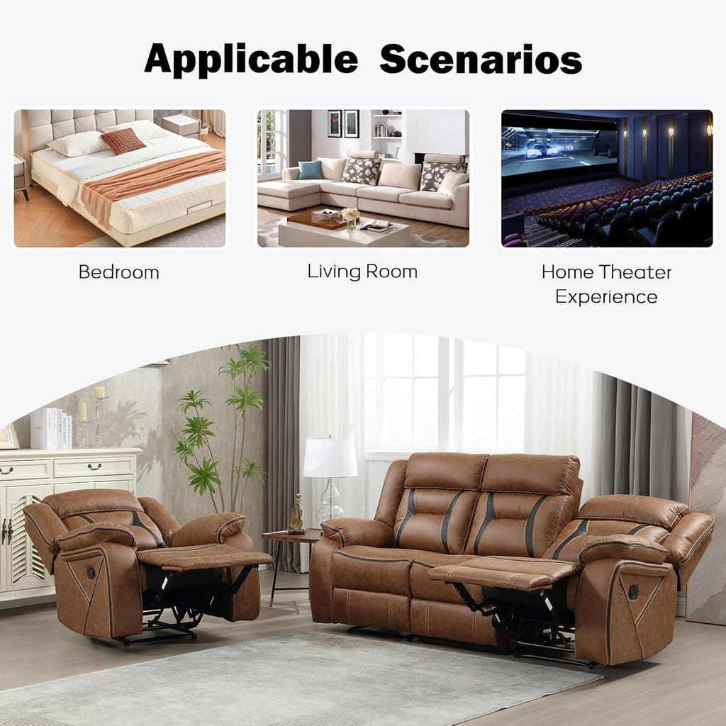 Faux Leather Recliner Sofa Furniture Set for Living Room