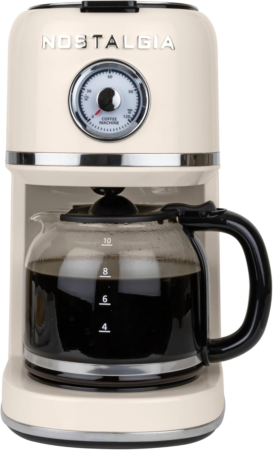 Nostalgia Classic Retro 10 Cup Coffee Maker - One-Touch Drip Brew, Reusable Filter