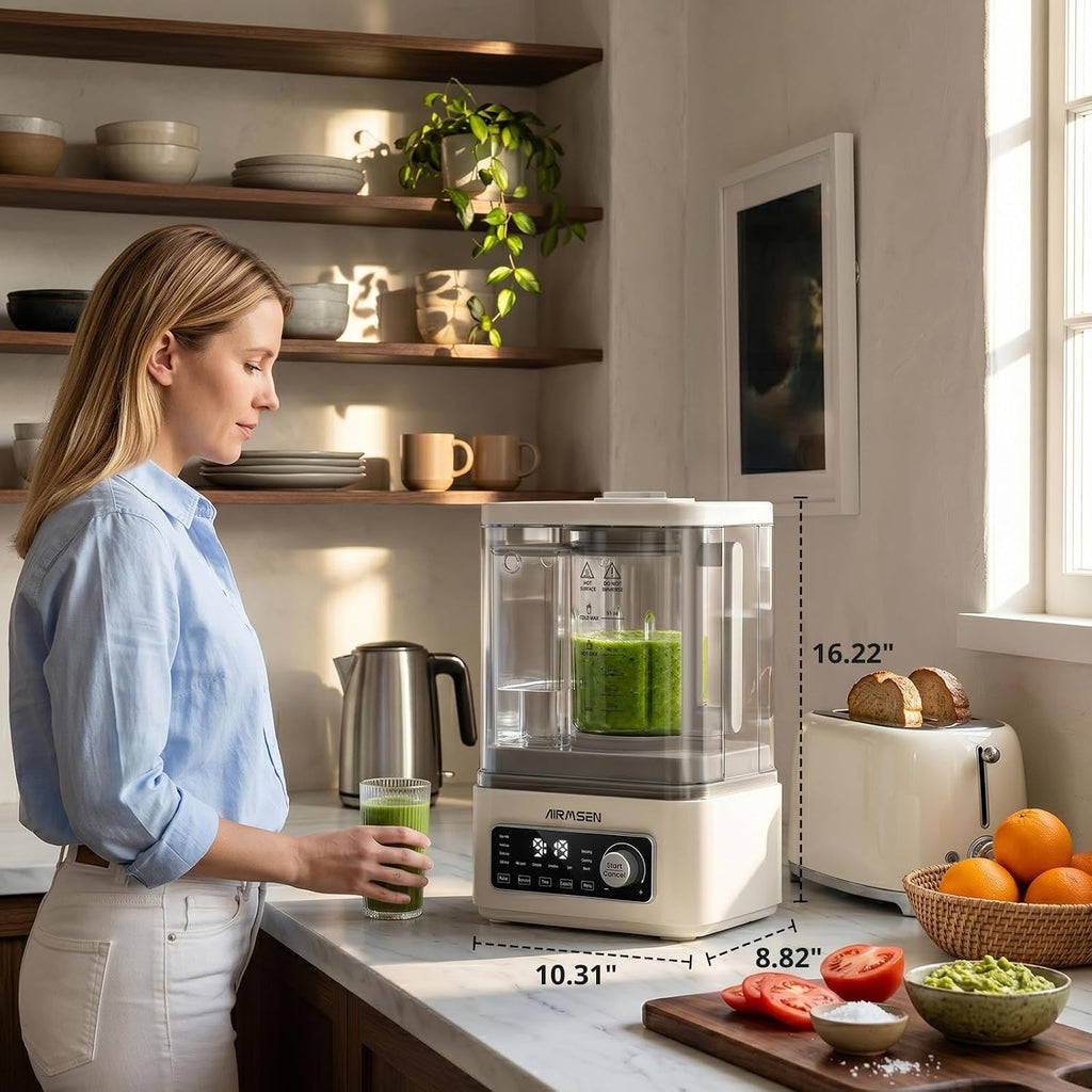AIRMSEN 11-in-1 Steam Heating Glass Blender for Kitchen, 1200W Professional Countertop Blender with 68oz Removable Water Tank