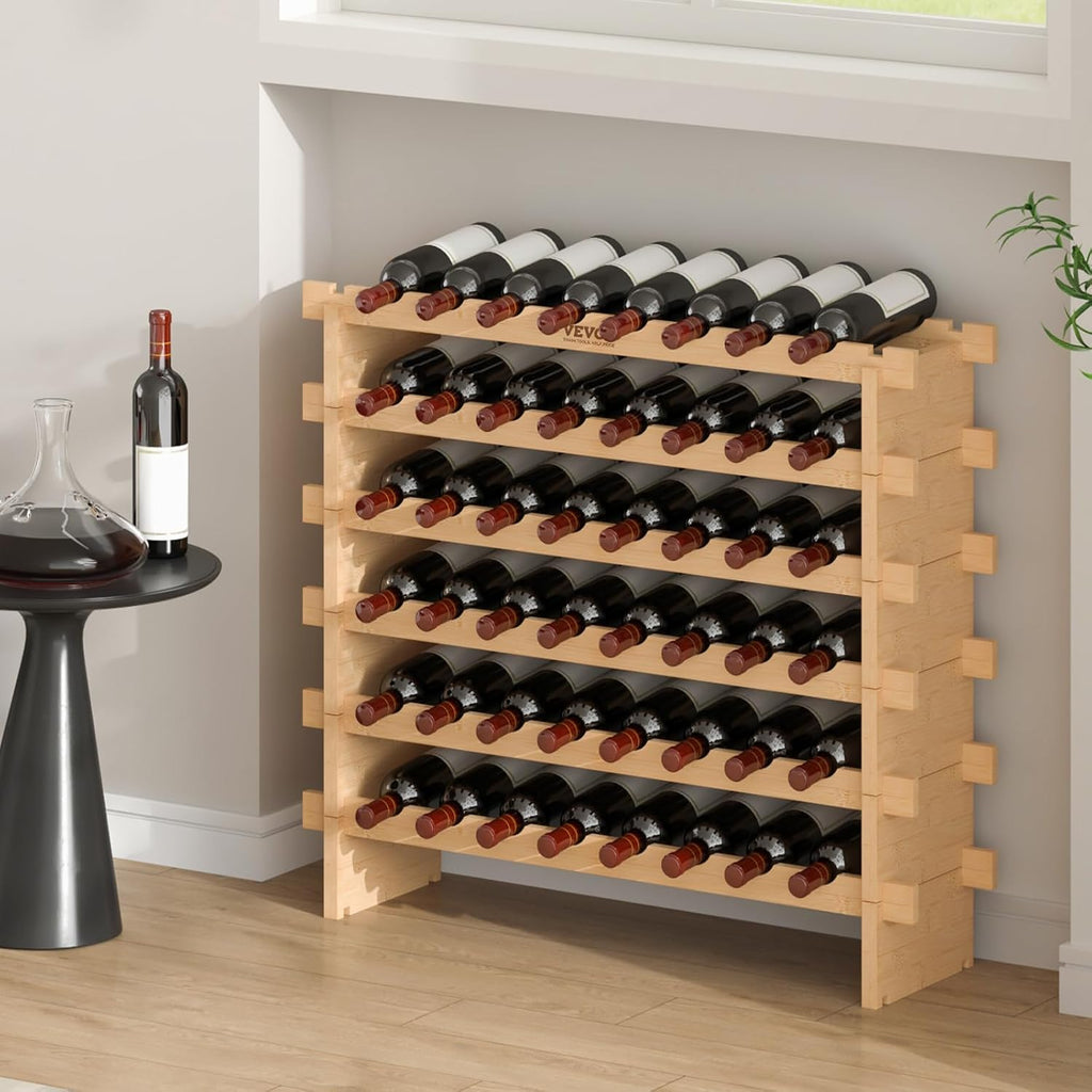 VEVOR 6-Tier 48 Bottles Stackable Modular Wine Rack, Freestanding Wines Holder Display Shelf