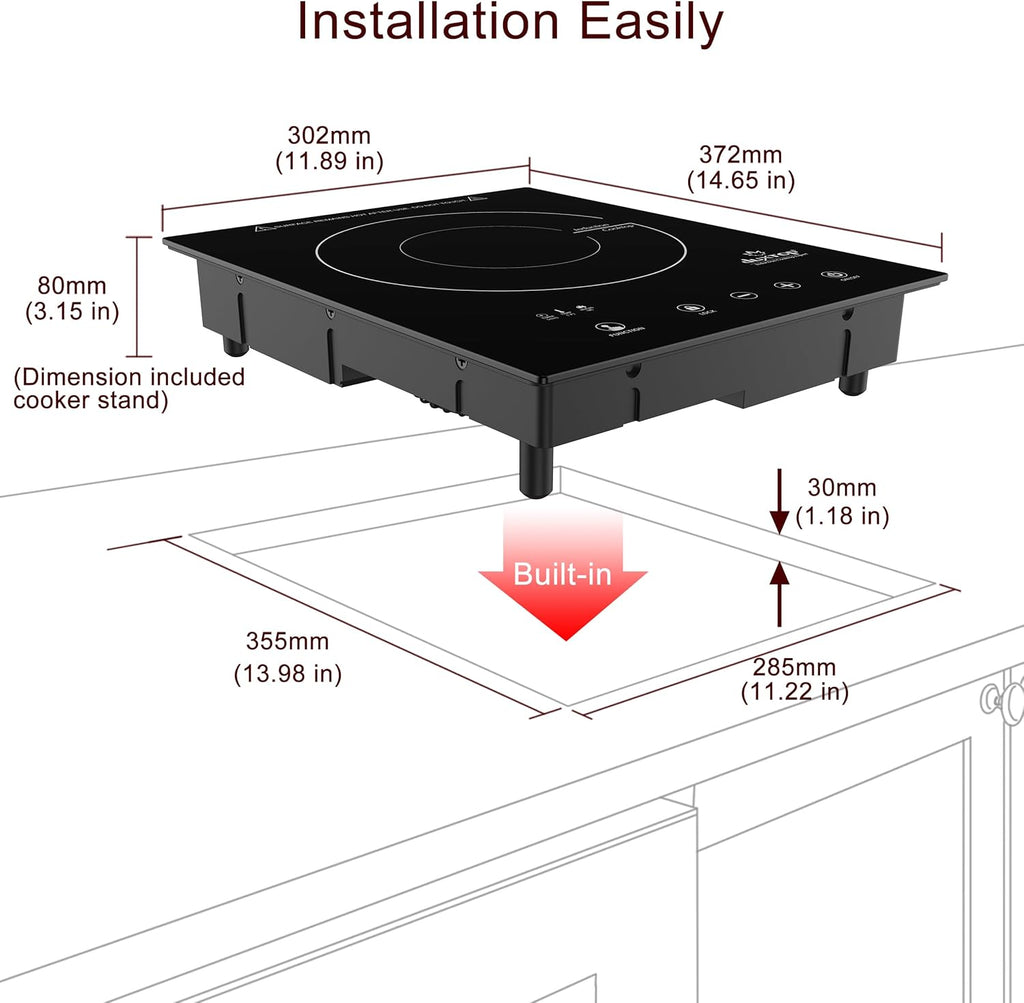 Duxtop Built-in Induction Cooktop, Portable Countertop Burner, Sensor Touch Induction Burner