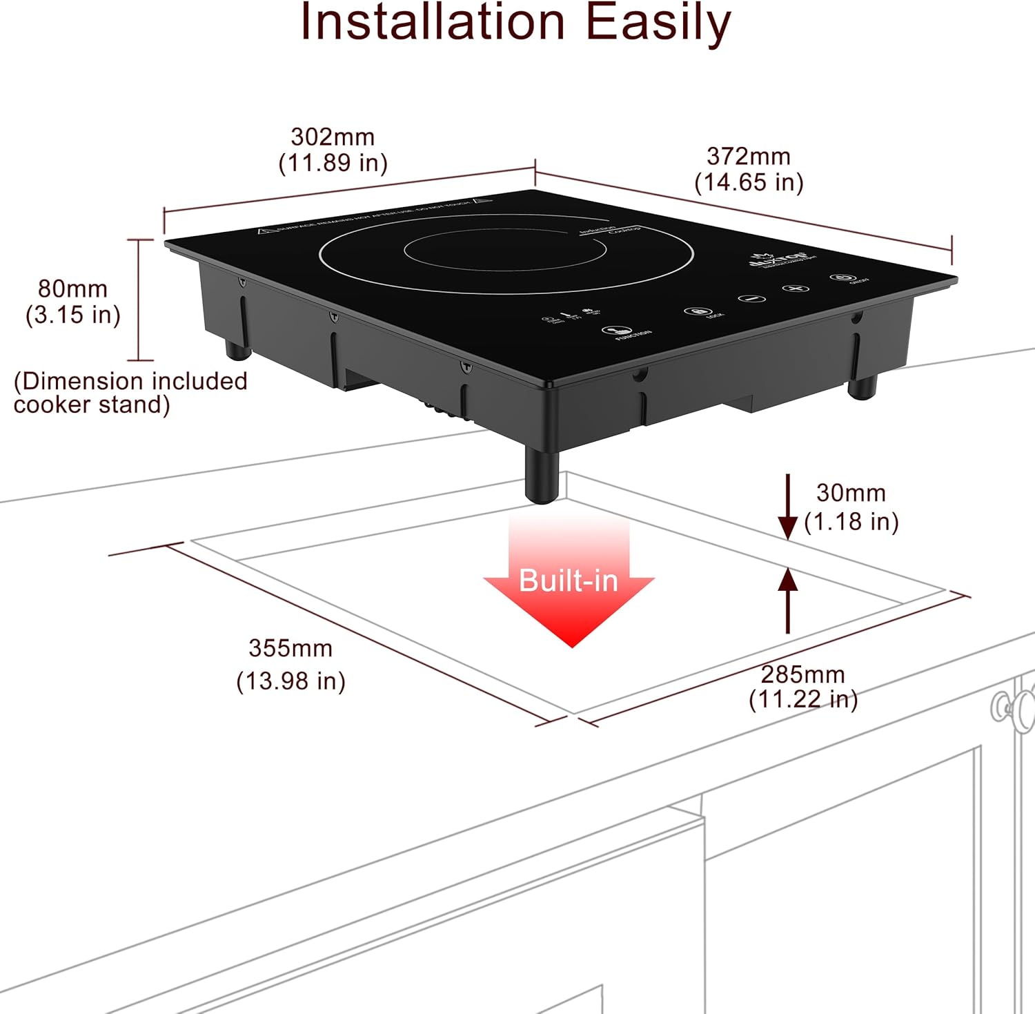 Duxtop Built-in Induction Cooktop, Portable Countertop Burner, Sensor Touch Induction Burner