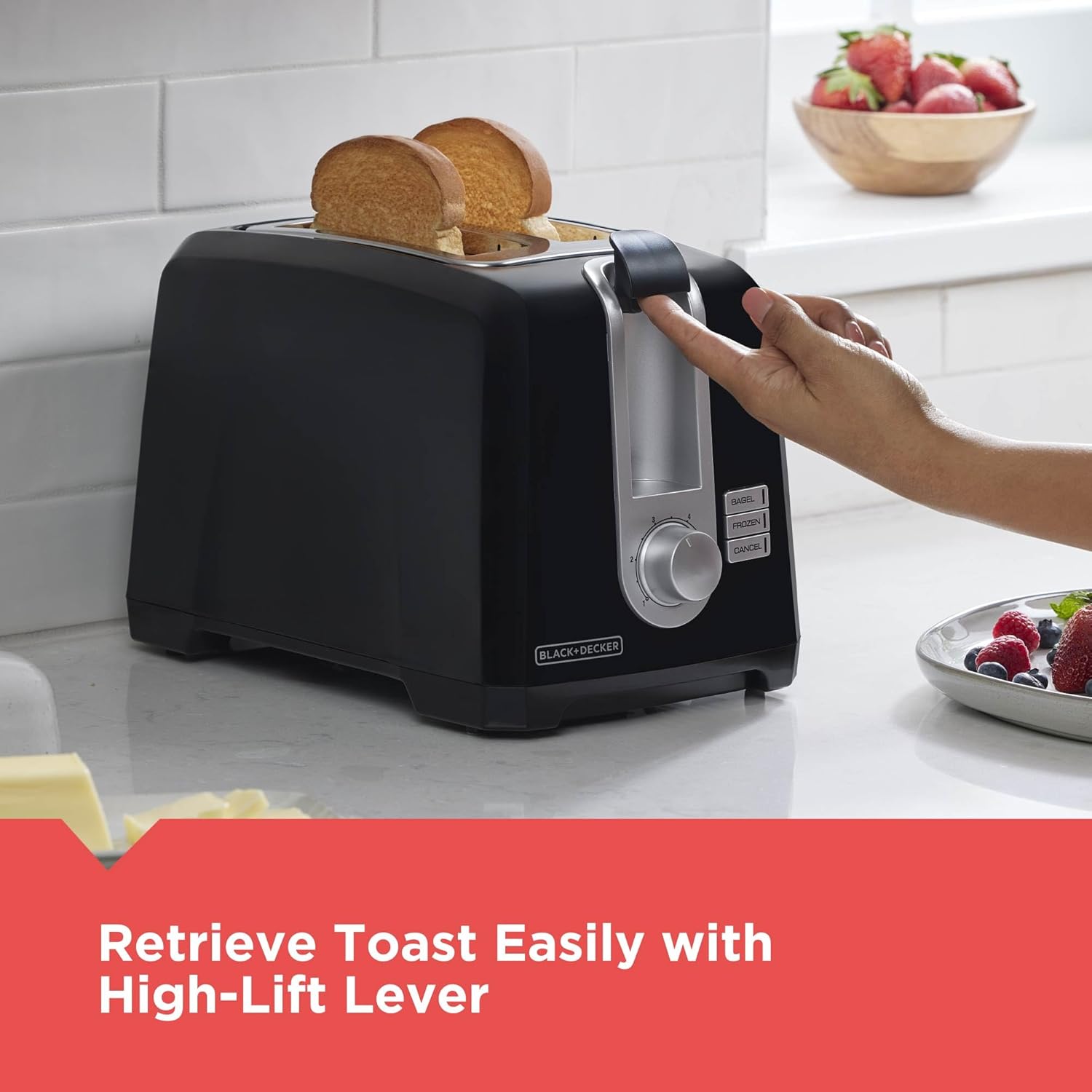 BLACK+DECKER 2-Slice Toaster, Extra Wide Slots for Bagels & Thick Bread