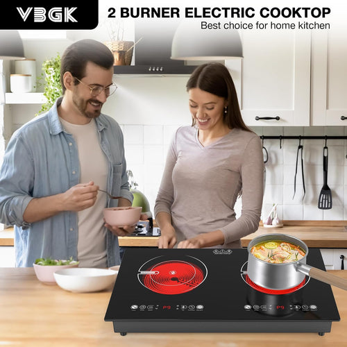 2 Burner Electric Cooktop,110V 2400W ElectricStove Top with Touch Control,9 Heating Level